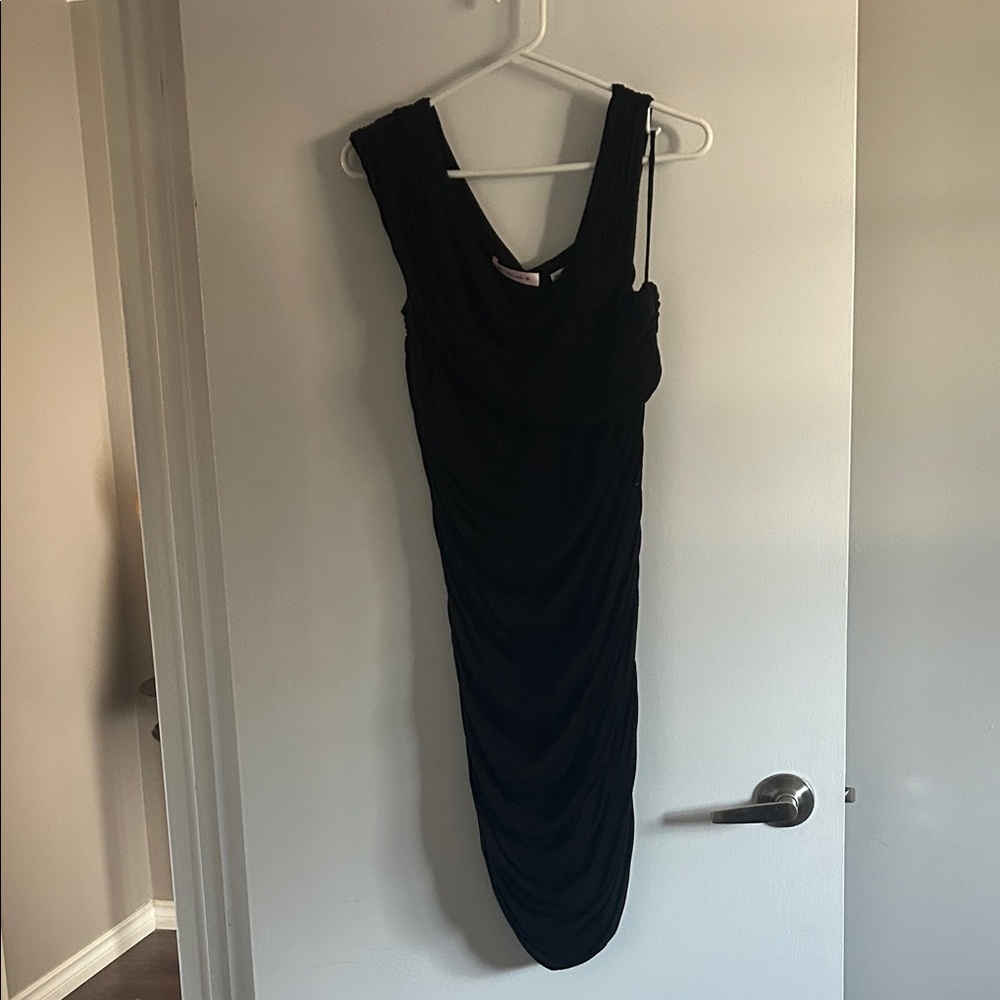Blush off the Shoulder Black Dress